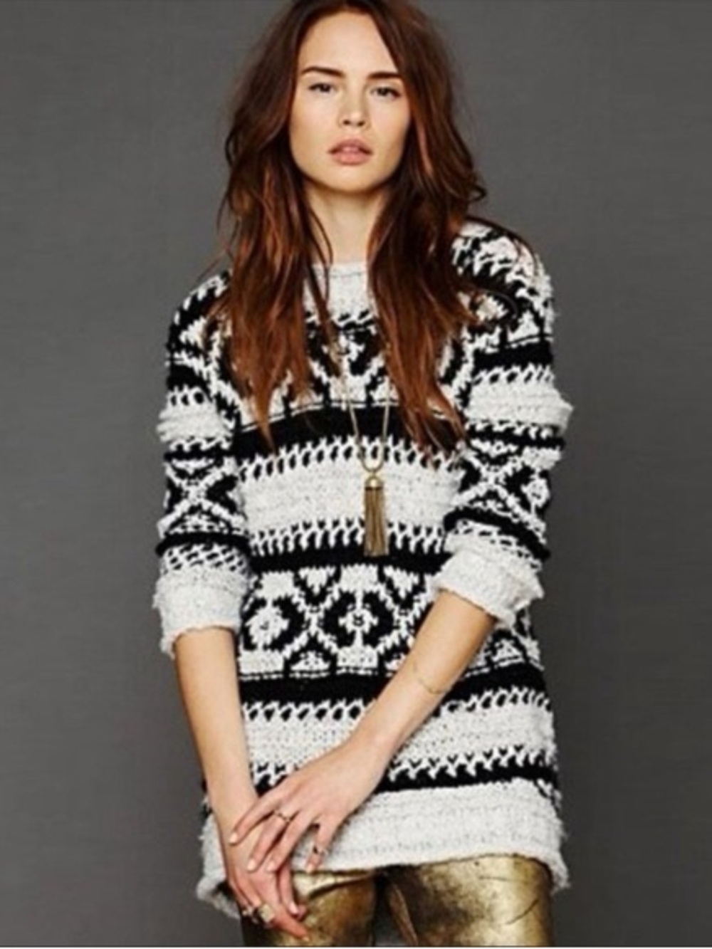 Free People Silver Reed Fair Isle Sweater